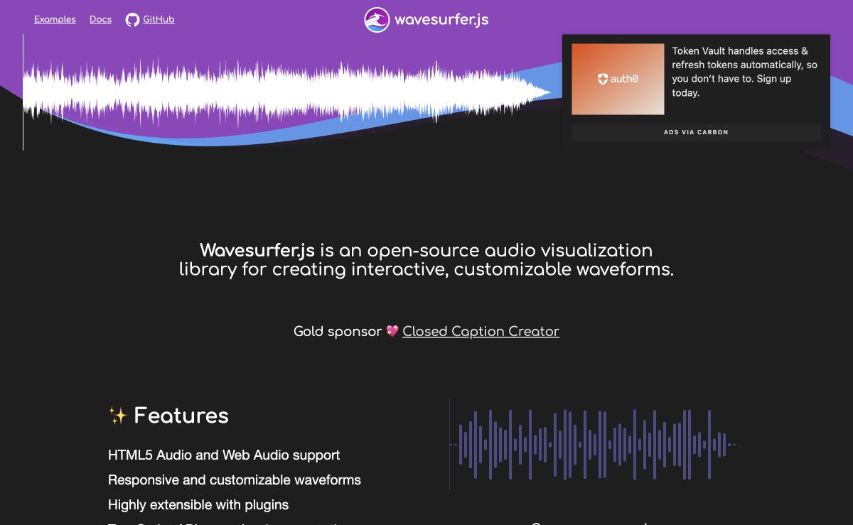 Screenshot of wavesurfer.js